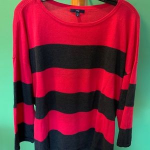 GAP Red & Gray Striped Sweater, Size Medium